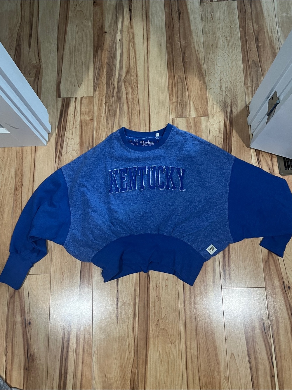 Pressbox Blue 'Kentucky' Oversized Cropped Crewneck Sweatshirt